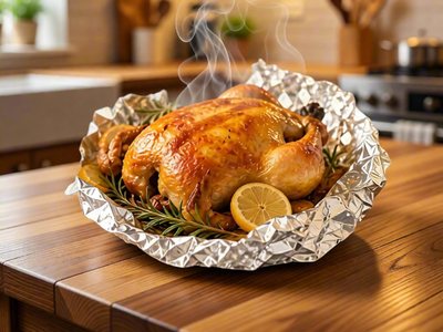 Household kitchen aluminum foil roll — retail packaging