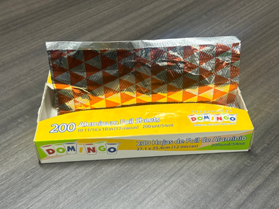 Pop-up aluminum foil sheets — pre-cut dispensing box